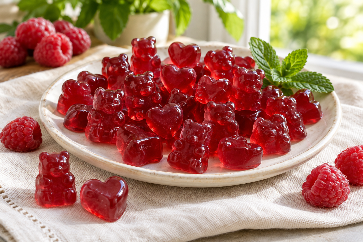 Málnás házi gumicukor maci- és szívformában