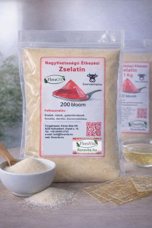 FloraGél szarvasmarha-zselatin, 200 Bloom, 1 kg